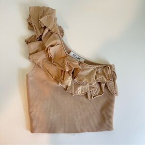 DO+BE Beige Ruffle Accent Top